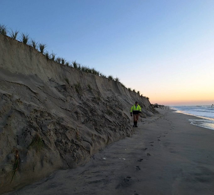Significant beach erosion in Beach Haven (Ocean County) following days of strong wave action caused by Hurricane Erin. Photo by Beach Haven Mayor Colleen Lambert. Significant beach erosion in Beach Haven (Ocean County) following days of strong wave action caused by Hurricane Erin. Photo by Beach Haven Mayor Colleen Lambert.