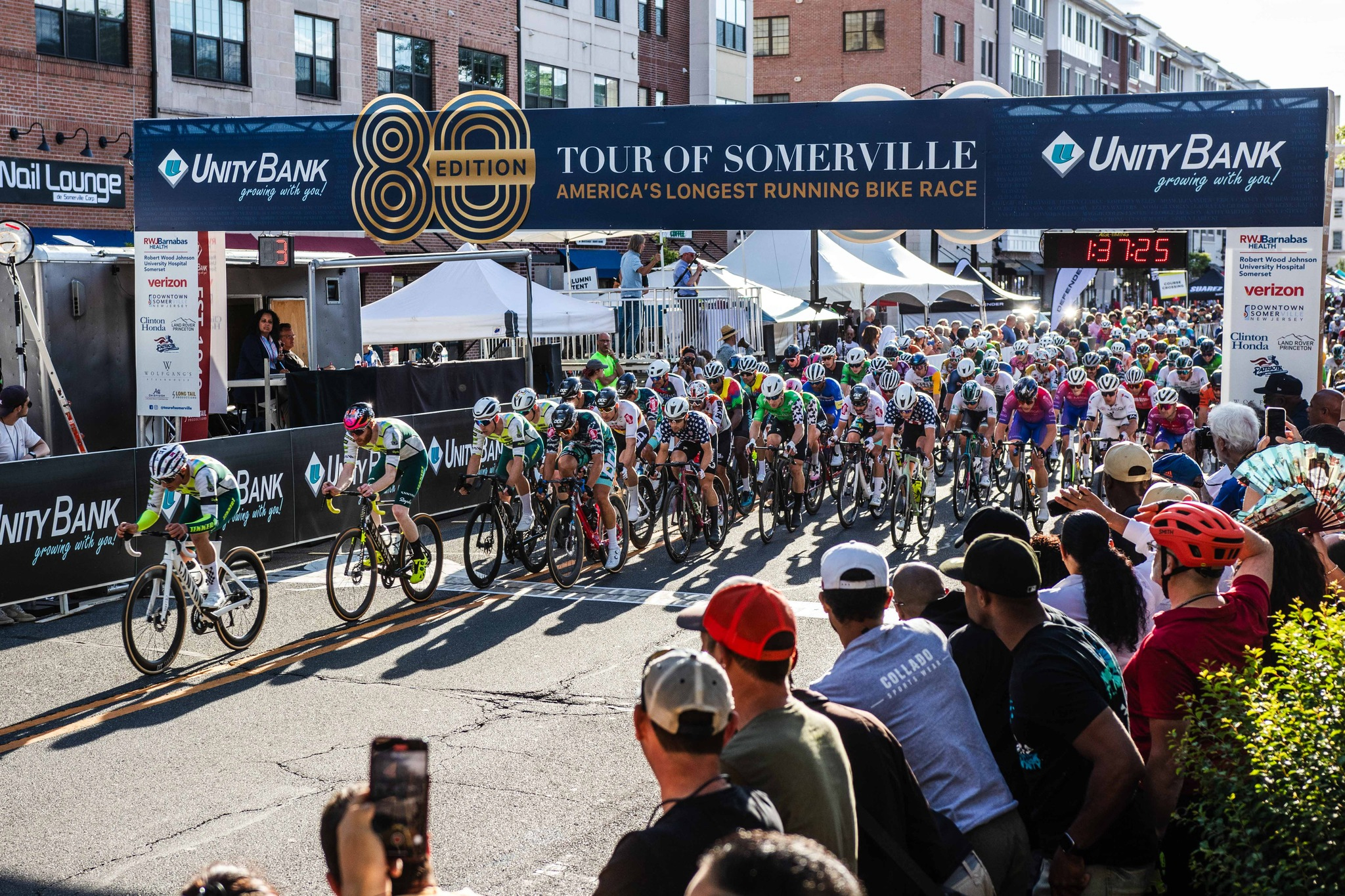 The Tour of Somerville (Somerset County) was held on the sunny and dry afternoon of May 26th. The competition is the oldest bicycle race in North America, with top national, international, Olympic, and professional cyclists participating. Photo of the Tour of Somerville bicycle race, held on the sunny and dry afternoon of May 26th.