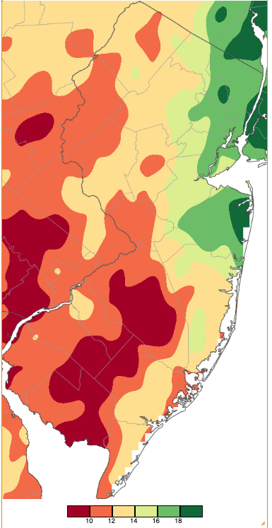 Fall precipitation across New Jersey from 8AM on August 31st through 7AM November 30th based on a PRISM (Oregon State University) analysis generated using generated using NWS Cooperative and CoCoRaHS observations.