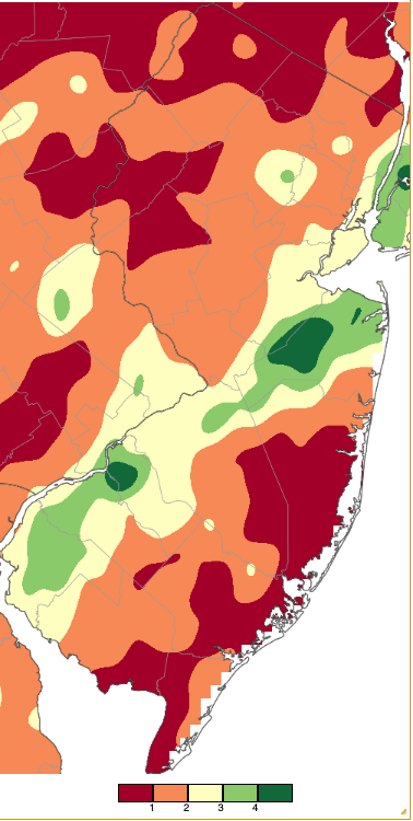 Precipitation across New Jersey from 8 AM on September 9th through 8 AM September 12th based on a PRISM (Oregon State University) analysis generated using NWS Cooperative, CoCoRaHS, NJWxNet, and other professional weather station observations.