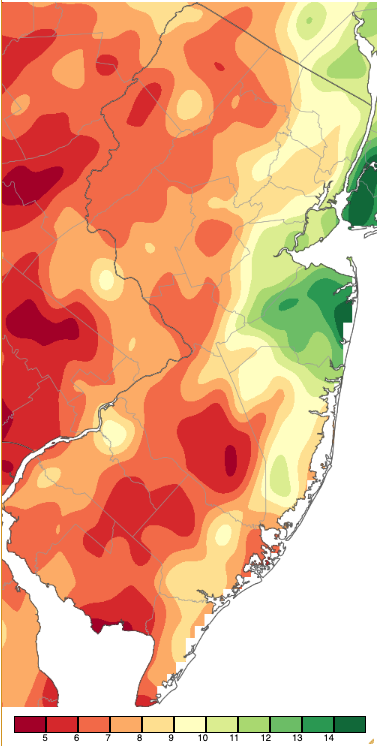 September 2023 precipitation across New Jersey based on a PRISM (Oregon State University) analysis generated using NWS Cooperative, CoCoRaHS, NJWxNet, and other professional weather station observations from approximately 8 AM on August 31st to 8 AM on September 30th.