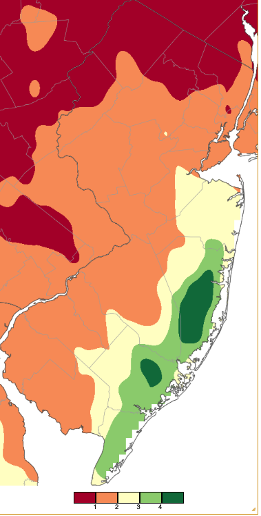 Precipitation across New Jersey from 8 AM on September 22nd through 8 AM September 24th based on a PRISM (Oregon State University) analysis generated using NWS Cooperative, CoCoRaHS, NJWxNet, and other professional weather station observations.