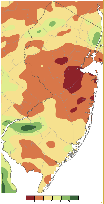 July 2022 precipitation across New Jersey based on a PRISM (Oregon State University) analysis generated using NWS Cooperative and CoCoRaHS observations from 7AM on June 30th to 7AM on July 31st.