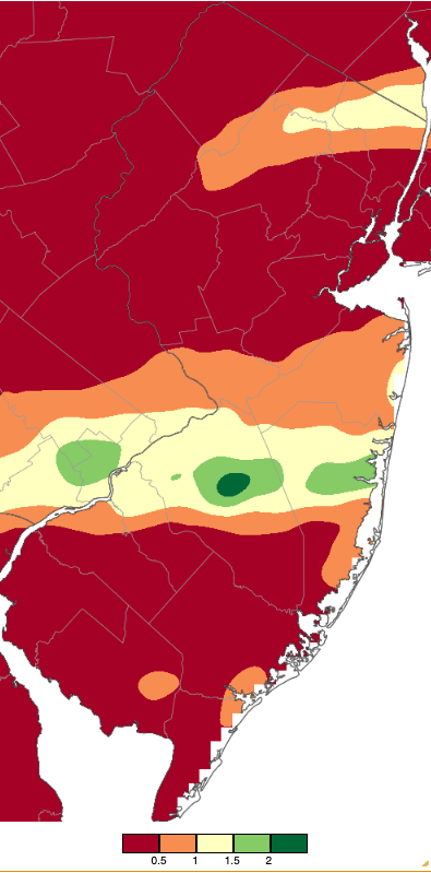 Precipitation across New Jersey from 8 AM on June 11th through 8 AM June 13th based on a PRISM (Oregon State University) analysis generated using generated using NWS Cooperative and CoCoRaHS observations.