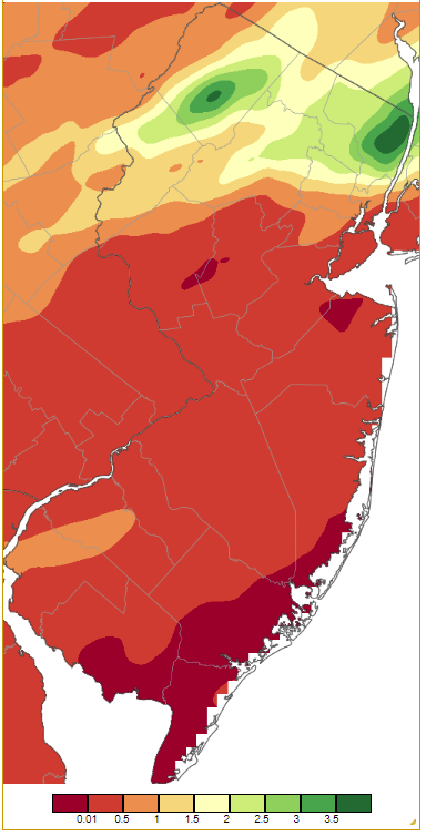 Precipitation across New Jersey from 7AM on July 17th through 7AM July 19th based on a PRISM (Oregon State University) analysis generated using generated using NWS Cooperative and CoCoRaHS observations.