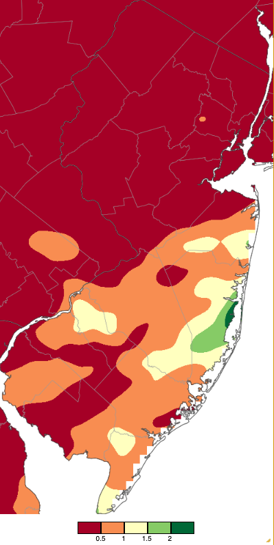 Precipitation across New Jersey from 7AM on June 27th through 7AM June 28th based on a PRISM (Oregon State University) analysis generated using generated using NWS Cooperative and CoCoRaHS observations.