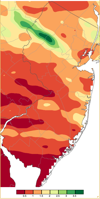Precipitation across New Jersey from 8 AM on June 1st through 8 AM June 3rd based on a PRISM (Oregon State University) analysis generated using generated using NWS Cooperative and CoCoRaHS observations.