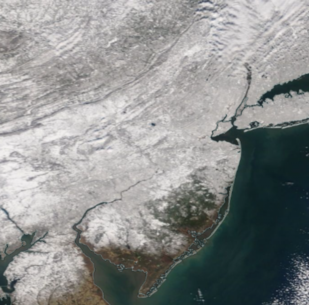 Satellite image of snow cover on the morning of February 4th