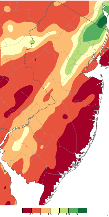 Precipitation across New Jersey from 7AM on May 27th through 7AM May 29th based on a PRISM (Oregon State University) analysis generated using generated using NWS Cooperative and CoCoRaHS observations.