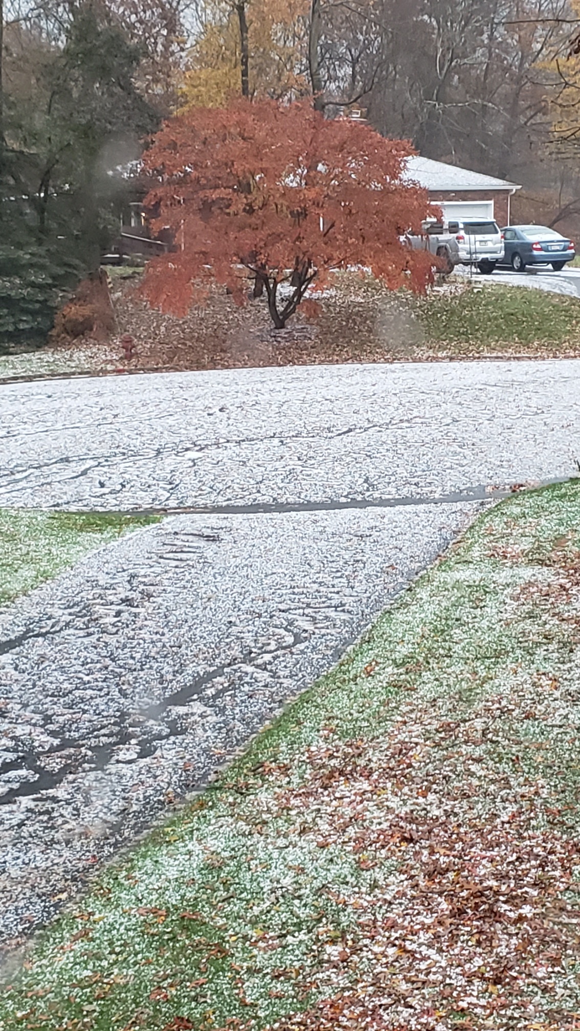 Hail covering the ground in Jefferson Township on November 13th.