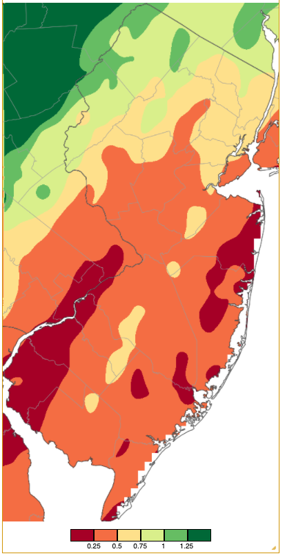 Precipitation across New Jersey from 7 AM on November 11th through 7 AM on November 13th based on a PRISM (Oregon State University) analysis generated using NWS Cooperative and CoCoRaHS observations.