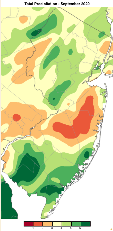 September 2020 PRISM precipitation estimate map