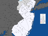 Snowfall map for January 3rd-4th