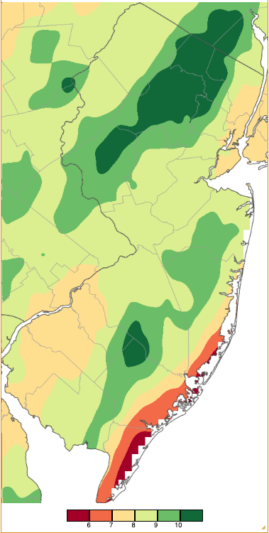December 2023 precipitation across New Jersey based on a PRISM (Oregon State University) analysis generated using NWS Cooperative, CoCoRaHS, NJWxNet, and other professional weather station observations from approximately 7 AM on November 30th to 7 AM on December 31st.