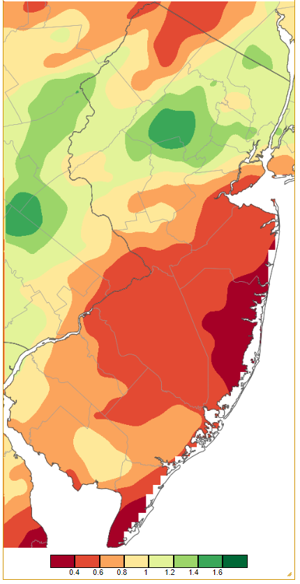 Precipitation across New Jersey from 8 AM on December 6th through 8 AM December 7th based on a PRISM (Oregon State University) analysis generated using NWS Cooperative and CoCoRaHS observations.