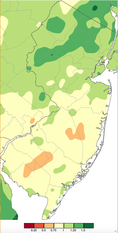 Precipitation across New Jersey from 7 AM on January 27th through 7 AM January 29th based on a PRISM (Oregon State University) analysis generated using NWS Cooperative, CoCoRaHS, NJWxNet, and other professional weather station observations.