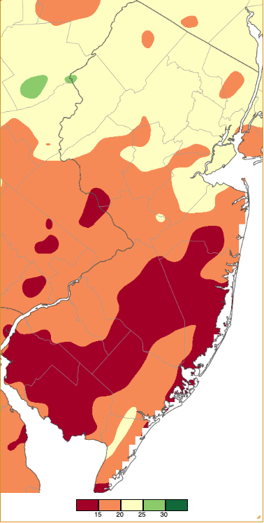 July–December 2024 precipitation across New Jersey based on a PRISM (Oregon State University) analysis generated using NWS Cooperative, CoCoRaHS, and NJWxNet weather station observations.