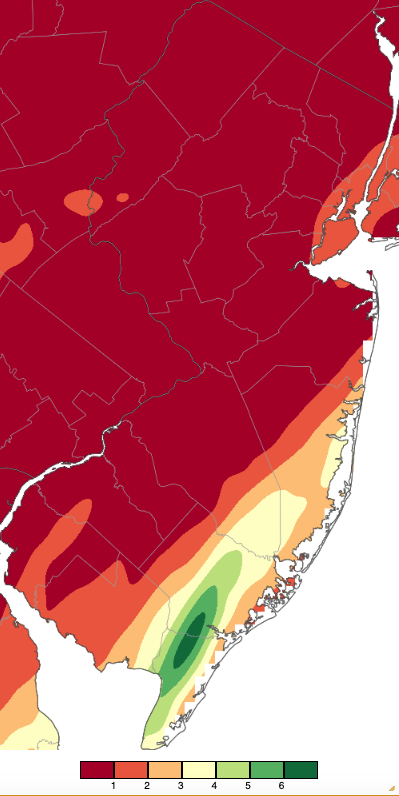 Precipitation across New Jersey from 8 AM on July 11th through 8 AM July 14th based on a PRISM (Oregon State University) analysis generated using NWS Cooperative, CoCoRaHS, NJWxNet, and other professional weather station observations.