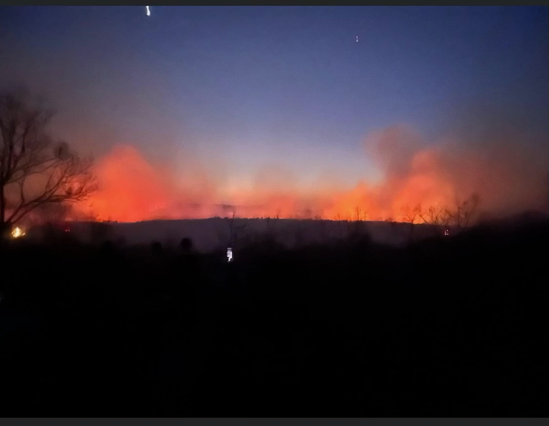 Evening photo of the West Milford wildfire on April 12th (source unknown).