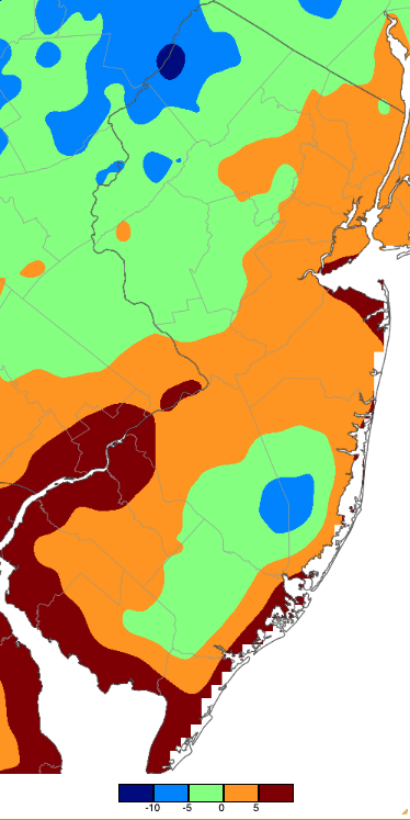 Figure 15. Extreme minimum temperatures during winter 2025/2026 based on a PRISM (Oregon State University) analysis generated using NWS, NJWxNet, and other professional weather stations. The seasonal minimum occurred on different days at different locations. Extreme minimum temperatures during winter 2025/2026 based on a PRISM (Oregon State University) analysis generated using NWS, NJWxNet, and other professional weather stations.