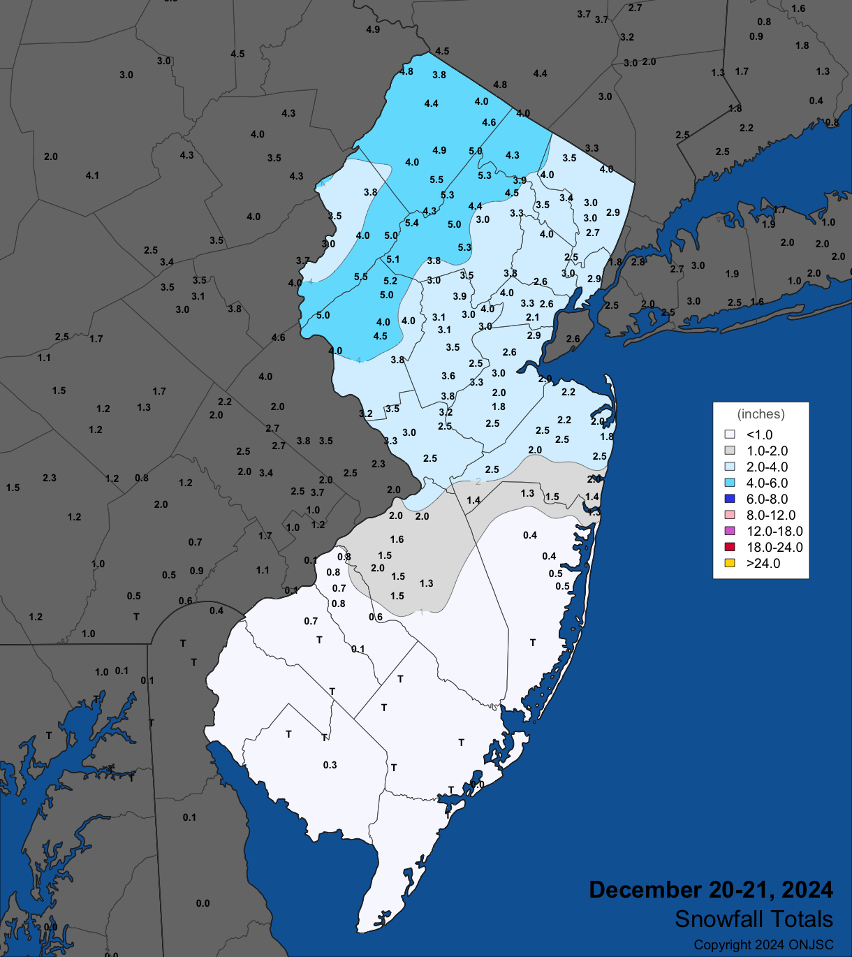 Snowfall from December 20th through the morning of December 21st. Observations are from CoCoRaHS, NWS Cooperative Observer, and NWS Spotter reports.