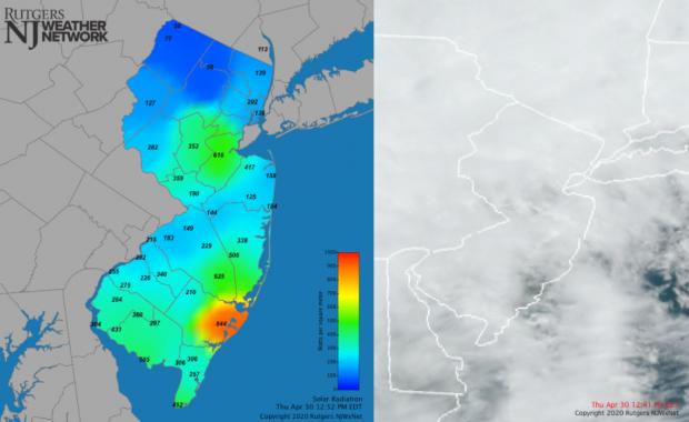 Solar radiation and visible satellite maps from April 30th