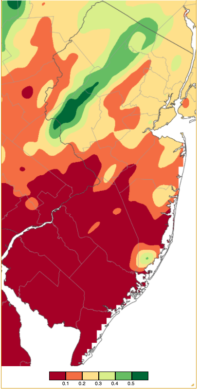 Precipitation across New Jersey from 7 AM on November 13th through 7 AM on November 14th based on a PRISM (Oregon State University) analysis generated using NWS Cooperative and CoCoRaHS observations.