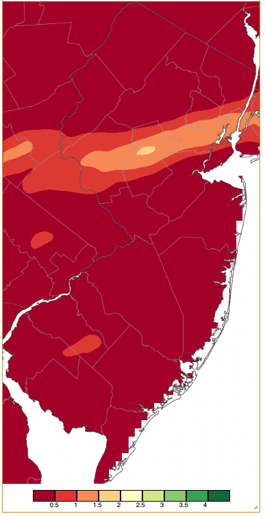 Precipitation across New Jersey from 8 AM on September 25th through 8 AM September 26th based on a PRISM (Oregon State University) analysis generated using generated using NWS Cooperative and CoCoRaHS observations.