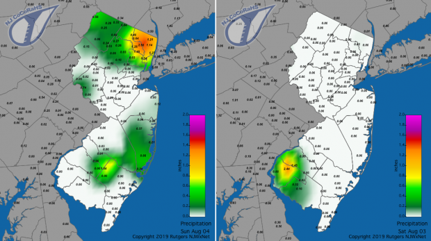 Precipitation maps for August 3rd and 4th