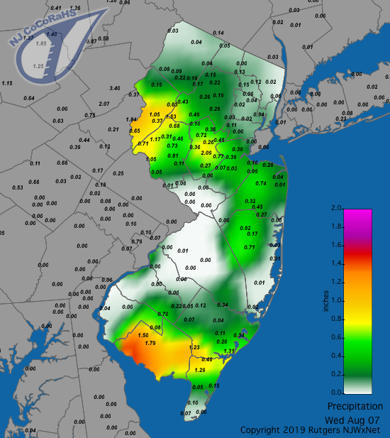 Precipitation map for August 7th
