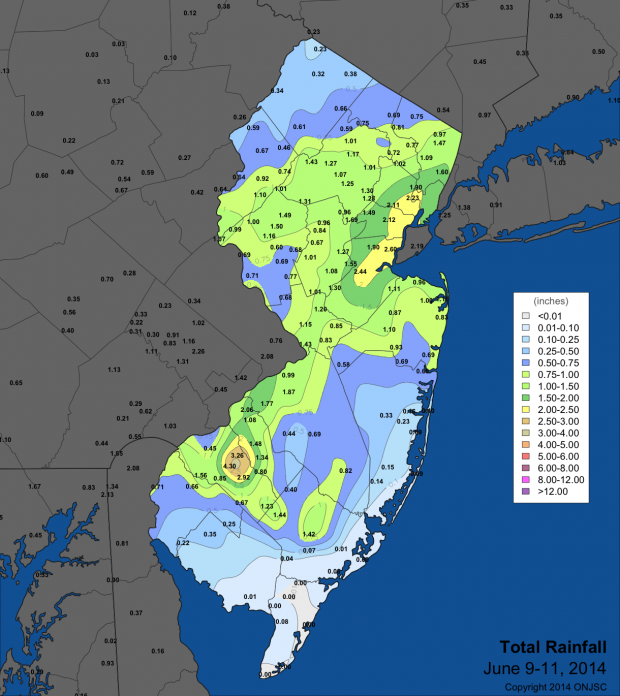 Map of rainfall totals