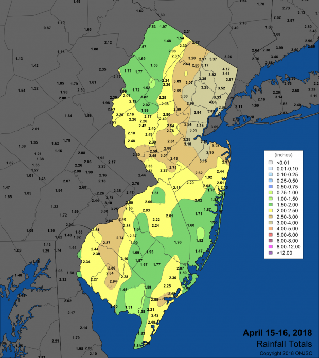 Rainfall map from April 15-16