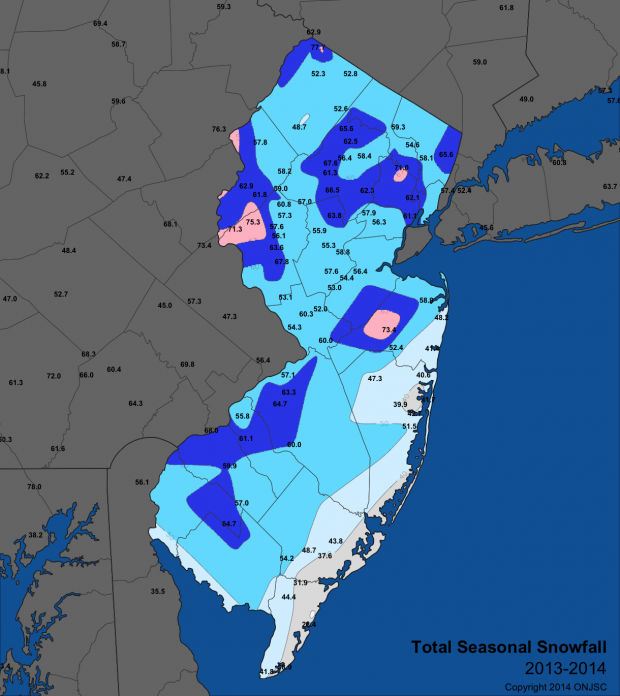 Seasonal snowfall map